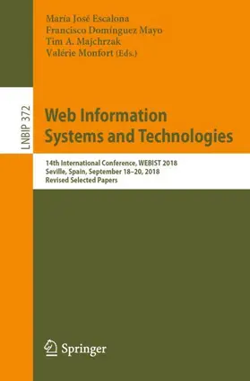 Escalona / Monfort / Domínguez Mayo |  Web Information Systems and Technologies | Buch |  Sack Fachmedien