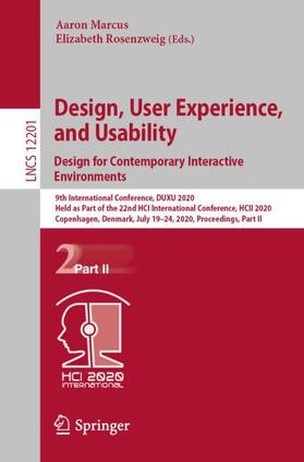 Rosenzweig / Marcus |  Design, User Experience, and Usability. Design for Contemporary Interactive Environments | Buch |  Sack Fachmedien