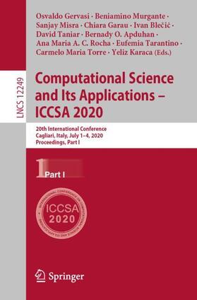 Gervasi / Torre / Murgante |  Computational Science and Its Applications ¿ ICCSA 2020 | Buch |  Sack Fachmedien