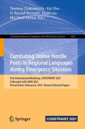 Chakraborty / Shu / Akhtar |  Combating Online Hostile Posts in Regional Languages during Emergency Situation | Buch |  Sack Fachmedien