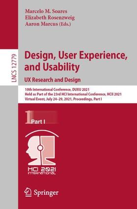 Soares / Marcus / Rosenzweig |  Design, User Experience, and Usability:  UX Research and Design | Buch |  Sack Fachmedien