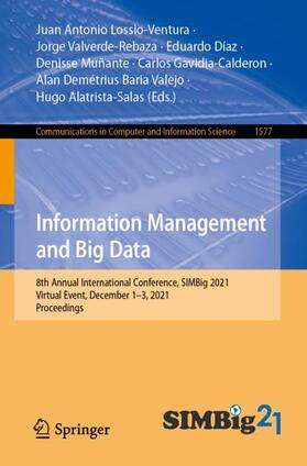 Lossio-Ventura / Valverde-Rebaza / Díaz |  Information Management and Big Data | Buch |  Sack Fachmedien