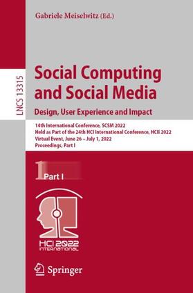 Meiselwitz |  Social Computing and Social Media: Design, User Experience and Impact | Buch |  Sack Fachmedien