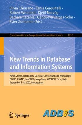 Chiusano / Cerquitelli / Wrembel |  New Trends in Database and Information Systems | Buch |  Sack Fachmedien