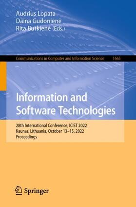 Lopata / Butkiene / Gudoniene |  Information and Software Technologies | Buch |  Sack Fachmedien