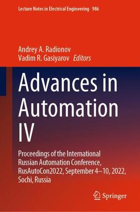 Gasiyarov / Radionov |  Advances in Automation IV | Buch |  Sack Fachmedien