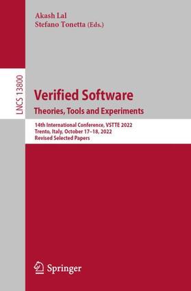 Tonetta / Lal |  Verified Software. Theories, Tools and Experiments. | Buch |  Sack Fachmedien