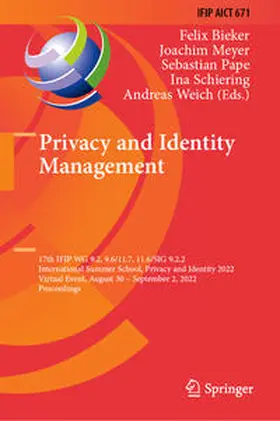 Bieker / Meyer / Pape |  Privacy and Identity Management | eBook | Sack Fachmedien