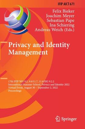 Bieker / Meyer / Weich |  Privacy and Identity Management | Buch |  Sack Fachmedien