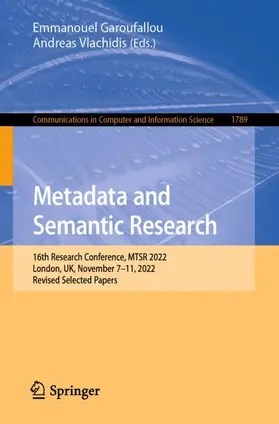 Vlachidis / Garoufallou |  Metadata and Semantic Research | Buch |  Sack Fachmedien