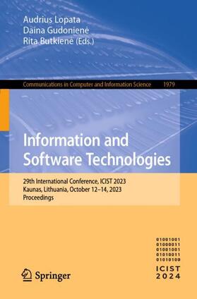 Lopata / Butkiene / Gudoniene |  Information and Software Technologies | Buch |  Sack Fachmedien