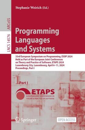 Weirich |  Programming Languages and Systems | Buch |  Sack Fachmedien