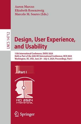 Marcus / Soares / Rosenzweig |  Design, User Experience, and Usability | Buch |  Sack Fachmedien
