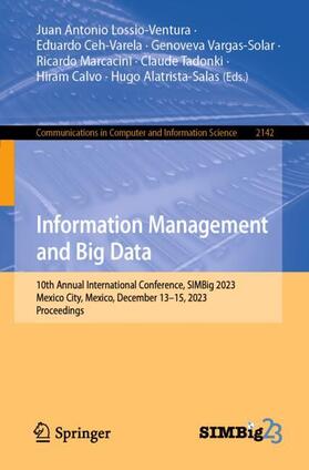 Lossio-Ventura / Ceh-Varela / Vargas-Solar |  Information Management and Big Data | Buch |  Sack Fachmedien