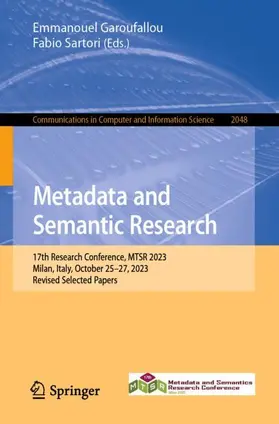 Sartori / Garoufallou |  Metadata and Semantic Research | Buch |  Sack Fachmedien