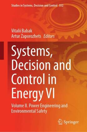 Babak / Zaporozhets | Systems, Decision and Control in Energy VI | Buch | 978-3-031-67090-9 | sack.de