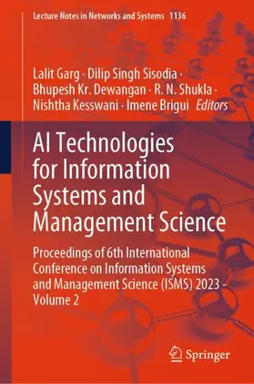 Garg / Sisodia / Brigui |  AI Technologies for Information Systems and Management Science | Buch |  Sack Fachmedien