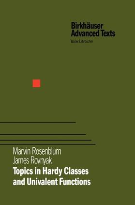 Rovnyak / Rosenblum |  Topics in Hardy Classes and Univalent Functions | Buch |  Sack Fachmedien