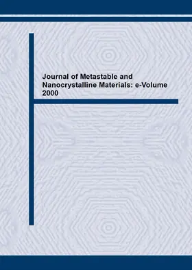 Yavari / Inoue / Morris |  Journal of Metastable and Nanocrystalline Materials: e-Volume 2000 | eBook | Sack Fachmedien