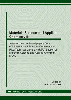 Turks | Materials Science and Applied Chemistry III | Buch | 978-3-0357-1639-9 | sack.de