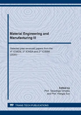 Omatsu / Sun |  Material Engineering and Manufacturing III | eBook | Sack Fachmedien