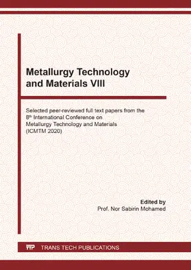 Mohamed |  Metallurgy Technology and Materials VIII | eBook | Sack Fachmedien