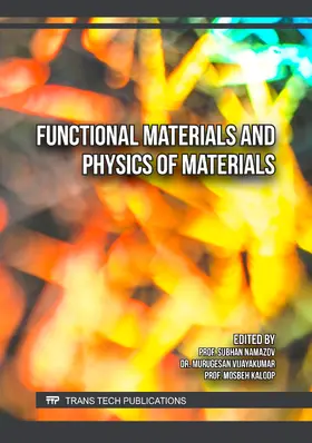 Namazov / Vijayakumar / Kaloop |  Functional Materials and Physics of Materials | eBook | Sack Fachmedien