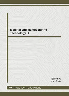 Gupta |  Material and Manufacturing Technology III | eBook | Sack Fachmedien