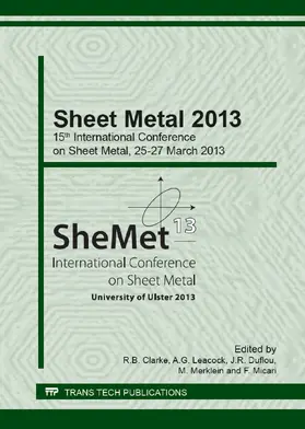 Clarke / Leacock / Duflou |  Sheet Metal 2013 | eBook | Sack Fachmedien