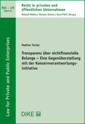 Forter |  Transparenz über nichtfinanzielle Belange - Eine Gegenüberstellung mit der Konzernverantwortungsinitiative | Buch |  Sack Fachmedien