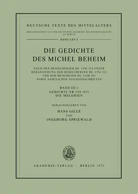 Spriewald / Gille |  Gedichte Nr. 358¿453. Die Melodien | Buch |  Sack Fachmedien