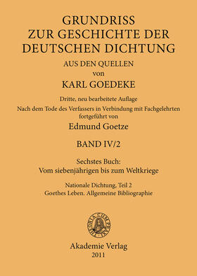 Goetze / Goedeke |  Sechstes Buch: Vom siebenjährigen bis zum Weltkriege | Buch |  Sack Fachmedien