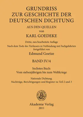 Goetze / Goedeke |  Sechstes Buch: Vom siebenjährigen bis zum Weltkriege | Buch |  Sack Fachmedien