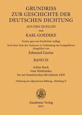 Goetze / Goedeke |  Achtes Buch: Vom Weltfrieden bis zur französischen Revolution 1830 | Buch |  Sack Fachmedien