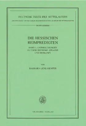 Lenz-Kemper |  Die Hessischen Reimpredigten | eBook | Sack Fachmedien