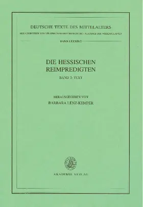 Lenz-Kemper |  Die Hessischen Reimpredigten | eBook |  Sack Fachmedien