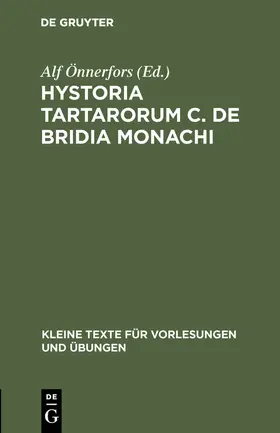 Önnerfors |  Hystoria Tartarorum C. de Bridia Monachi | Buch |  Sack Fachmedien