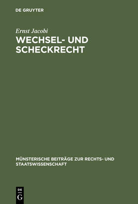 Jacobi |  Wechsel- und Scheckrecht | Buch |  Sack Fachmedien