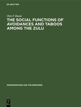 Raum |  The Social Functions of Avoidances and Taboos among the Zulu | Buch |  Sack Fachmedien