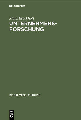 Brockhoff |  Unternehmensforschung | Buch |  Sack Fachmedien