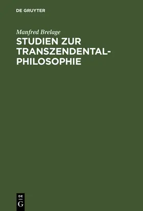 Brelage |  Studien zur Transzendentalphilosophie | Buch |  Sack Fachmedien