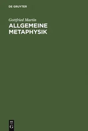 Martin |  Allgemeine Metaphysik | Buch |  Sack Fachmedien