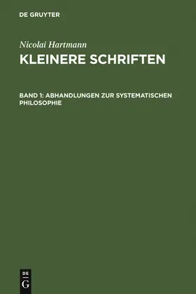 Hartmann |  Abhandlungen zur systematischen Philosophie | Buch |  Sack Fachmedien