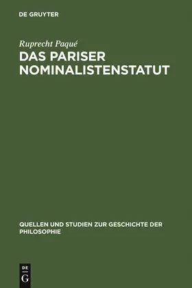 Paqué |  Das Pariser Nominalistenstatut | Buch |  Sack Fachmedien