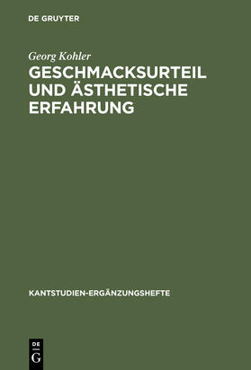 Kohler |  Geschmacksurteil und ästhetische Erfahrung | Buch |  Sack Fachmedien