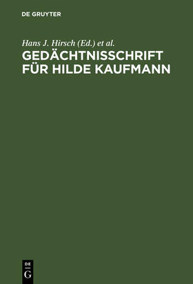 Hirsch / Marquardt / Kaiser |  Gedächtnisschrift für Hilde Kaufmann | Buch |  Sack Fachmedien