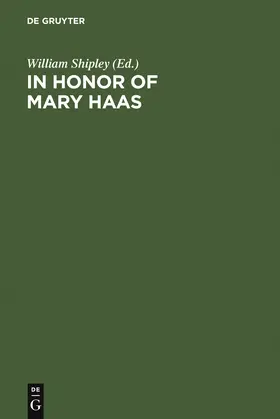 Shipley |  In Honor of Mary Haas | Buch |  Sack Fachmedien