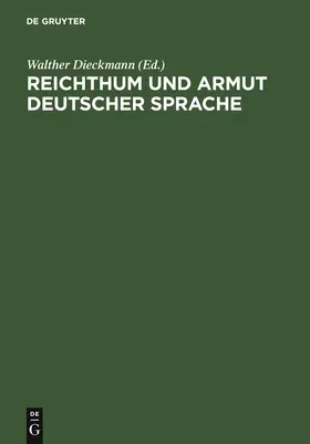 Dieckmann |  Reichthum und Armut deutscher Sprache | Buch |  Sack Fachmedien