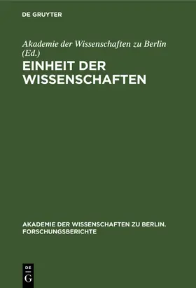  Einheit der Wissenschaften | Buch |  Sack Fachmedien