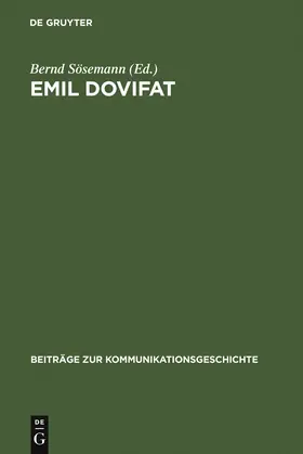 Sösemann |  Emil Dovifat | Buch |  Sack Fachmedien